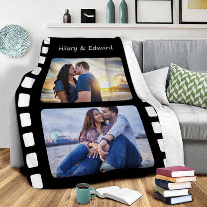 Custom Photo Fleece Flannel Blanket with Text-Blongser