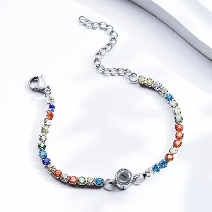 Custom Photo Projection Bracelet Fashionable All Diamonds Bracelet Gifts For Her-Blongser
