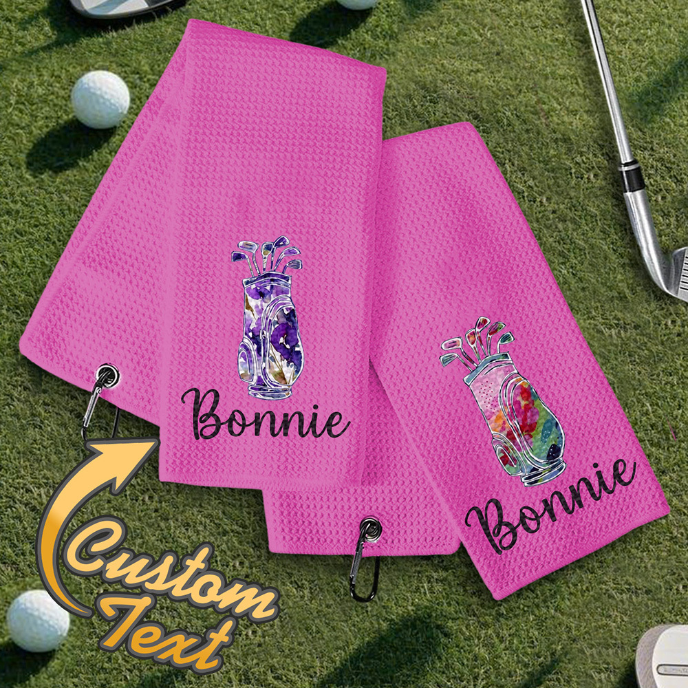 Personalized Golf Towel with Hanging Clip Golfing Clubs Golf Towel Gift for Golf Lovers-Blongser