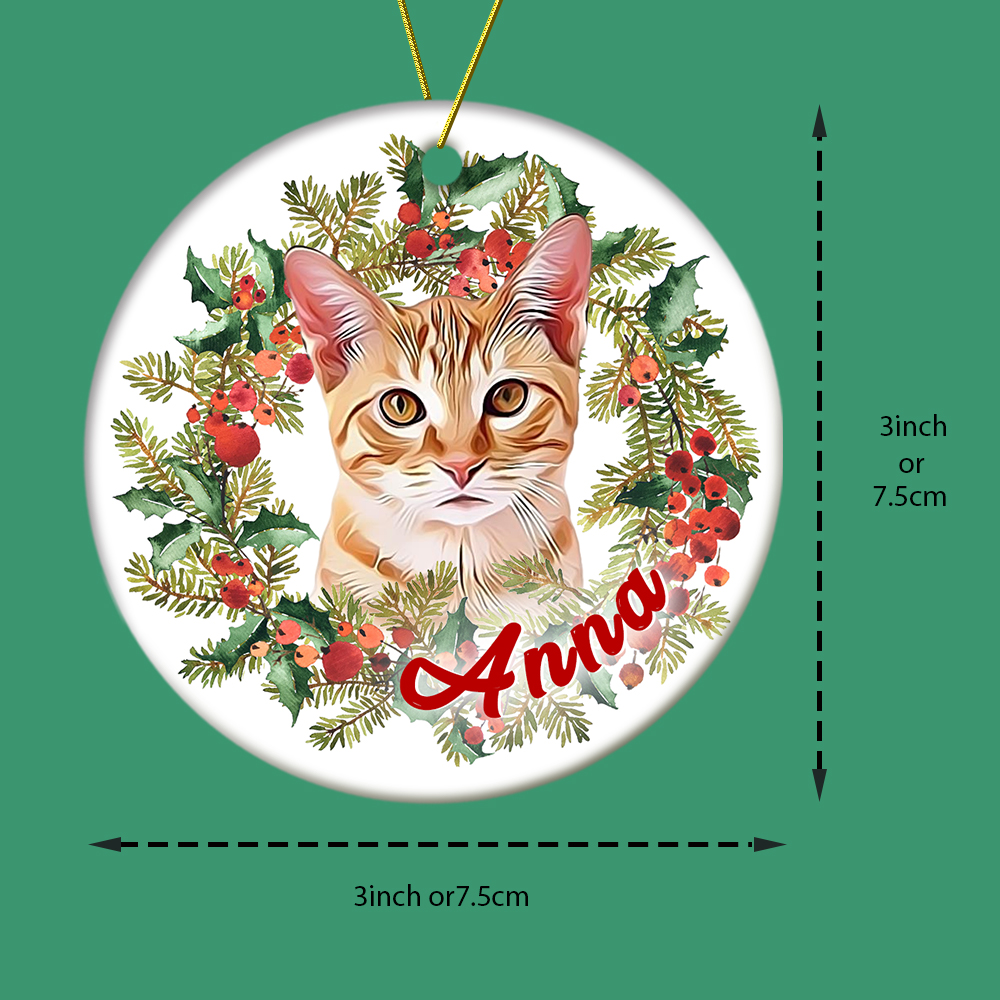 Personalized Pet Photo Christmas Ornament with Name Pet Ornament Gifts for Pet Lovers-Blongser