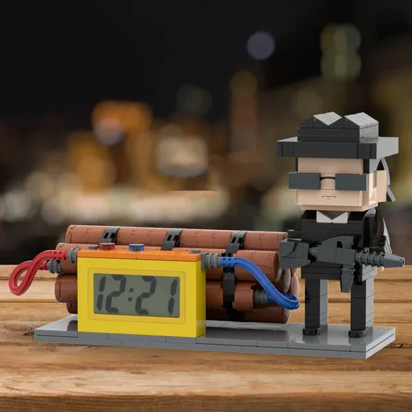 Custom Brick Figures Clock Personalized Dangerous Elements Brick Figures Clock Gifts for Him-Blongser