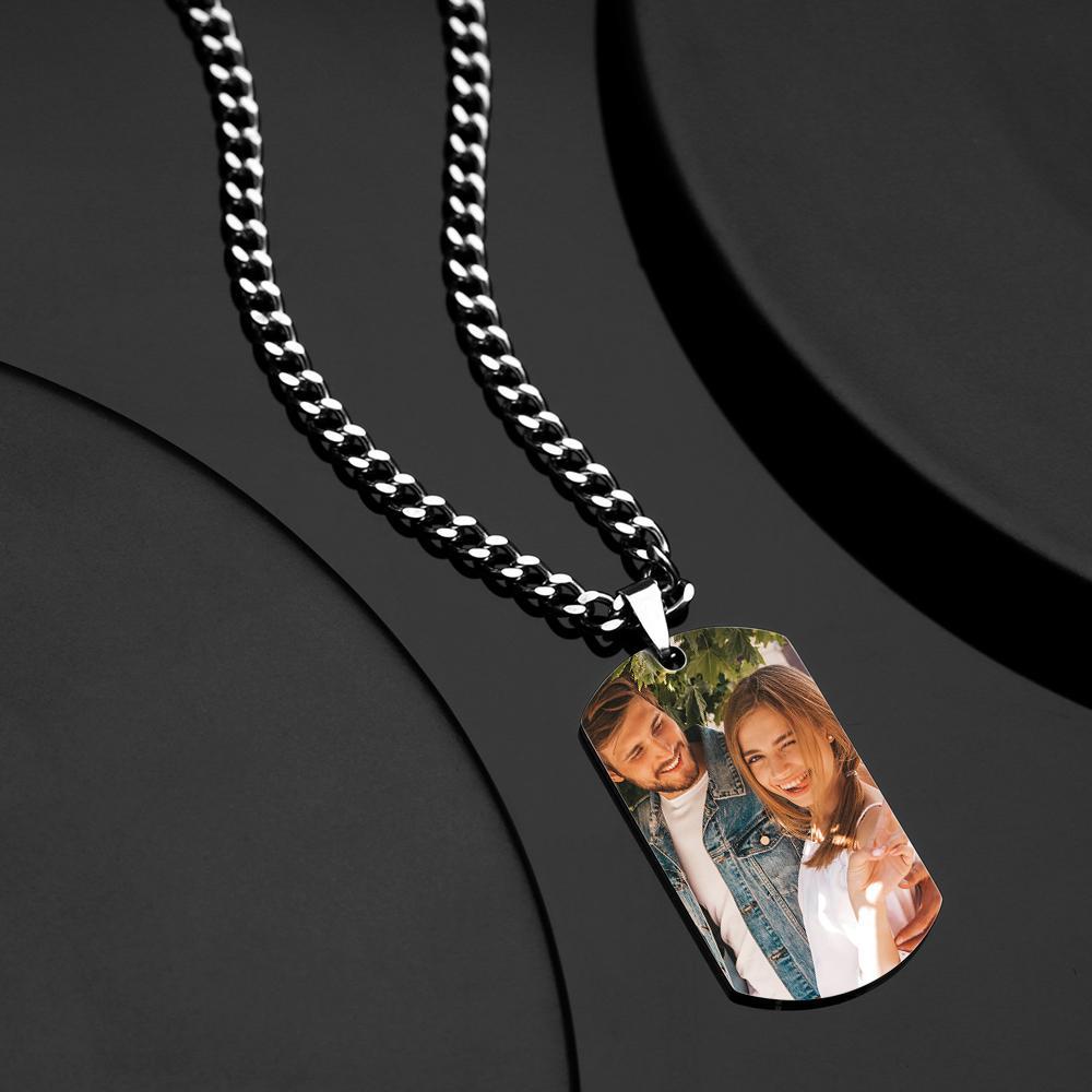 Personalized Engraved Stainless Steel Dog Tag Picture Necklace Gifts for Love-Blongser