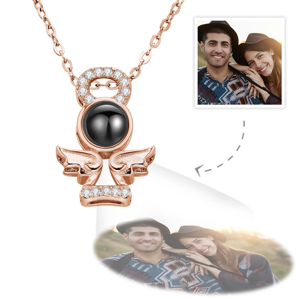Personalized Guardian Angel Color Photo Projection Necklace-Blongser