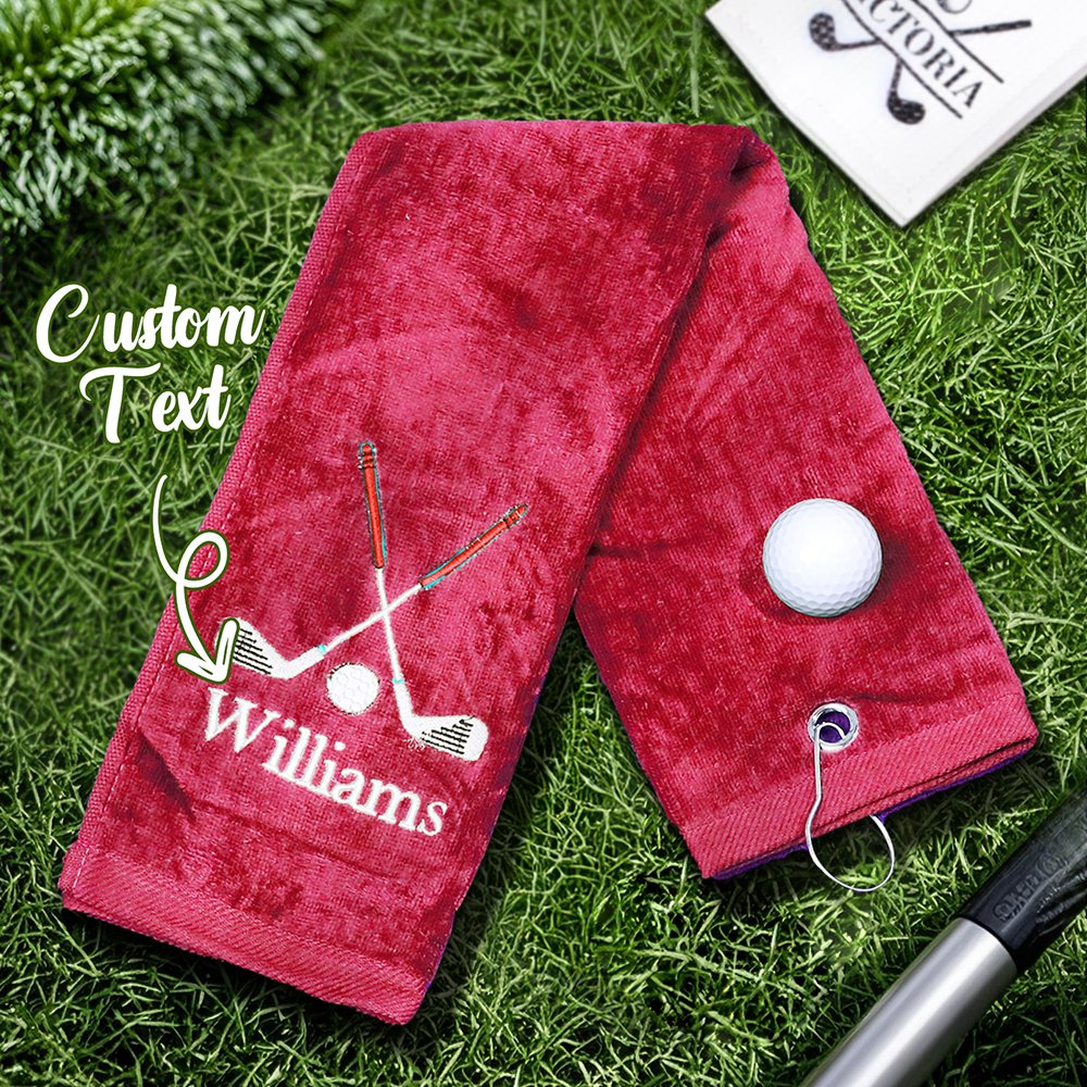Personalized Embroidered Name Golf Towel with Clip Golf Accessories Gift for Men Women Golf Lovers-Blongser