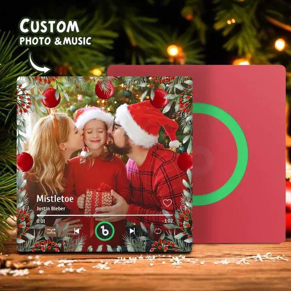 FridgeBeats Frameless Personalized Family Photo Music Fridge Magnet Christmas Gifts for Family Custom Music Magnets Can Play Songs-Blongser