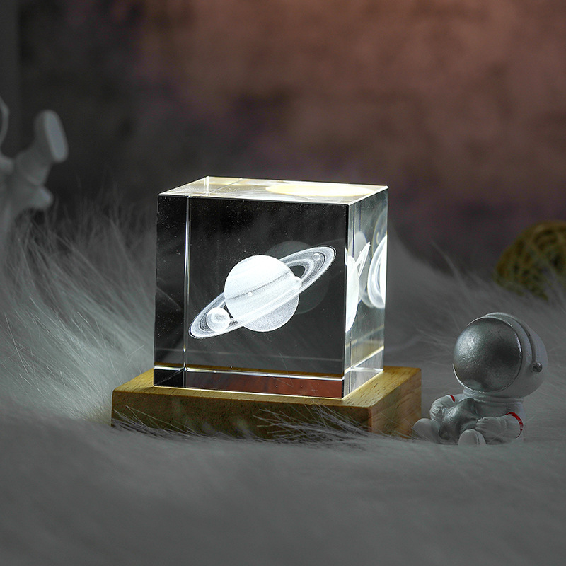 3D Moon Crystal Cube with LED Base-Blongser