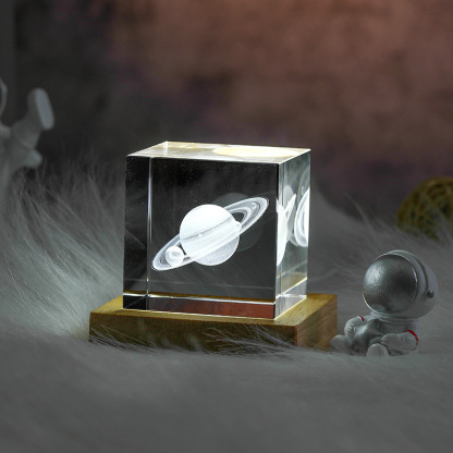 3D Moon Crystal Cube with LED Base-Blongser