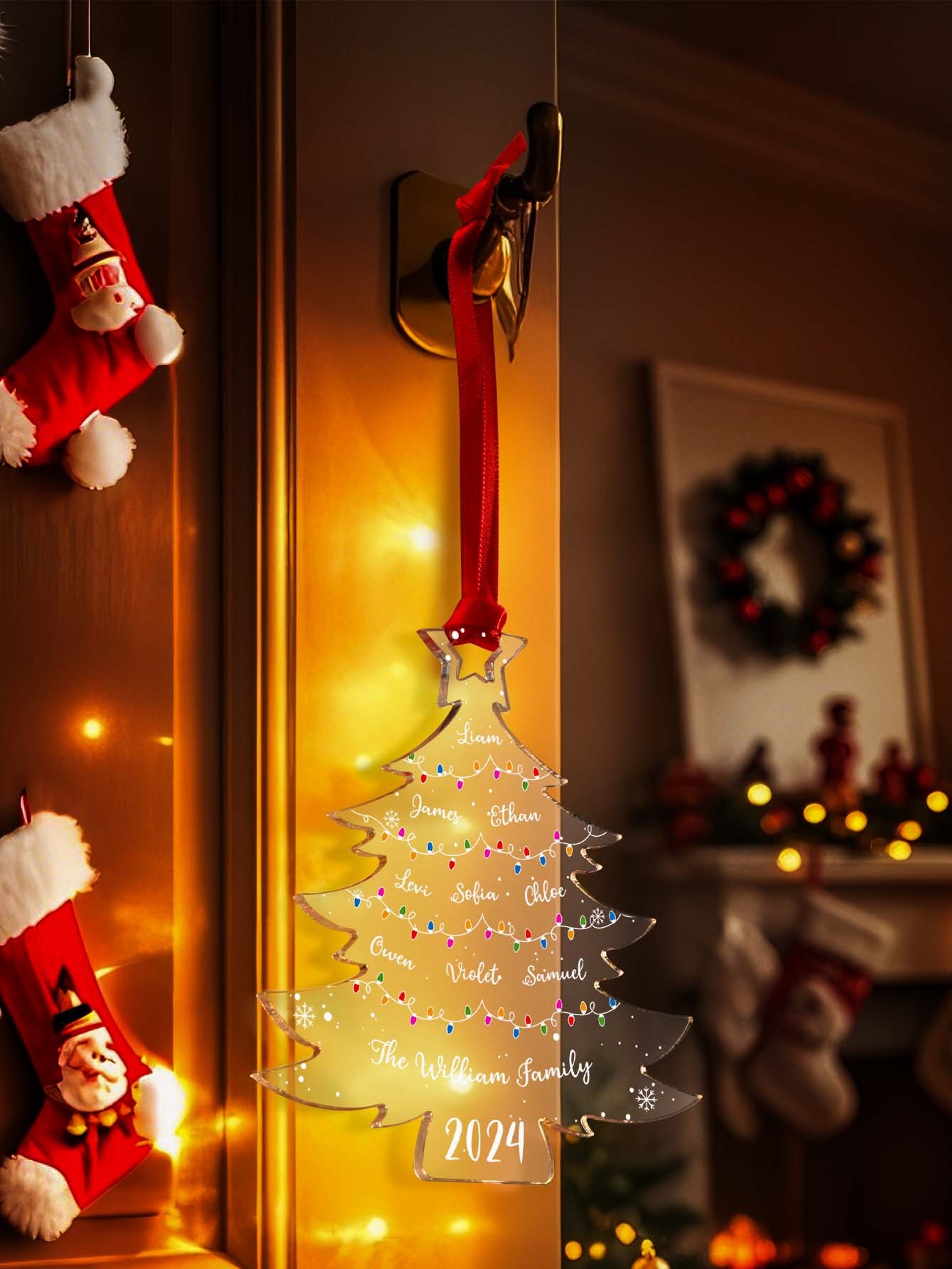 Personalized Christmas Tree Ornament with Family Names Acrylic Ornament for Christmas Gifts-Blongser