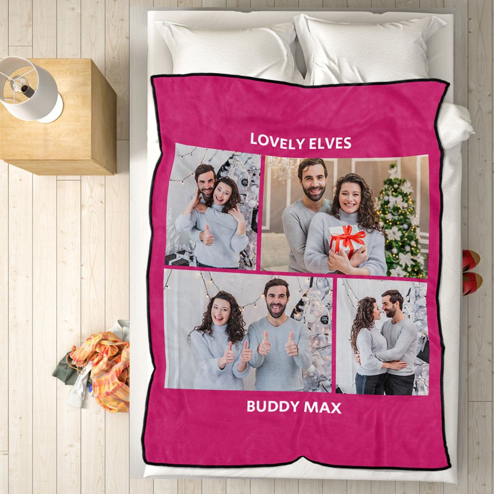 Personalized Hebrew Text Collage Photo Fleece Blanket-Blongser