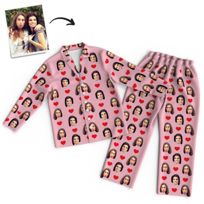 Custom Unisex Long Sleeve Pajamas with Faces-Blongser