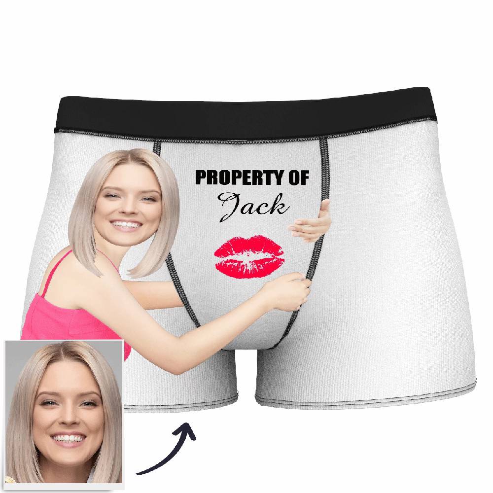 Custom Men's Boxer Property of Name Face Underwear Shorts