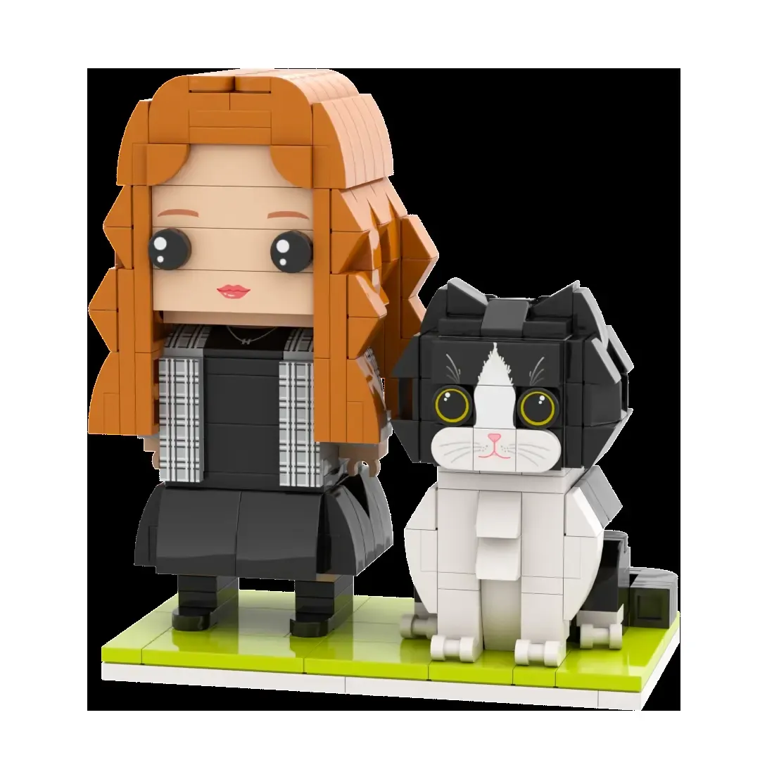 Full Body Customizable Brick Figures Persaonalized Brick Figures with Cat Small Particle Block Toy-Blongser