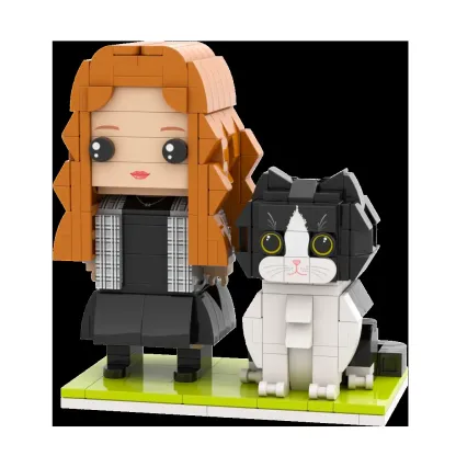 Full Body Customizable Brick Figures Persaonalized Brick Figures with Cat Small Particle Block Toy-Blongser