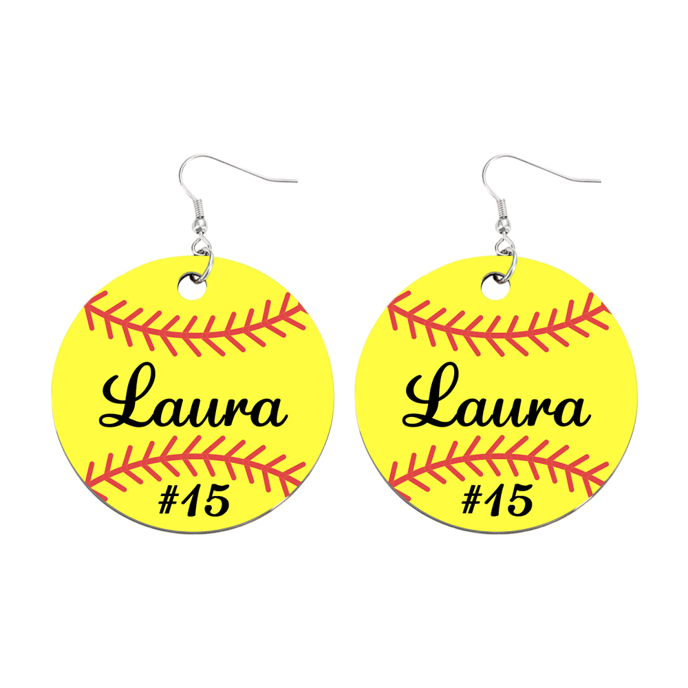 Personalized Baseball Softball Wooden Earrings Birthday Anniversary Gift for Sports Lover-Blongser