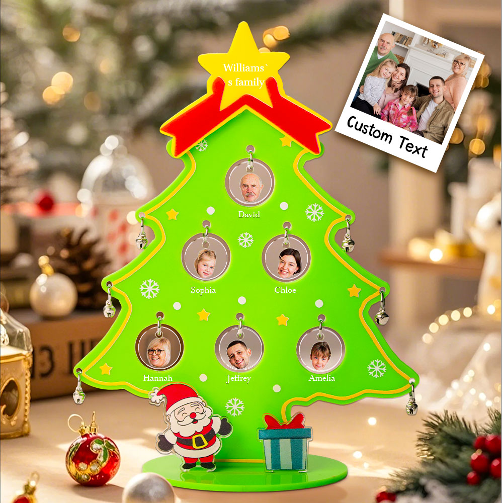 Personalized Photo Christmas Tree Ornament with Family Name Decoration for Christmas Gift-Blongser