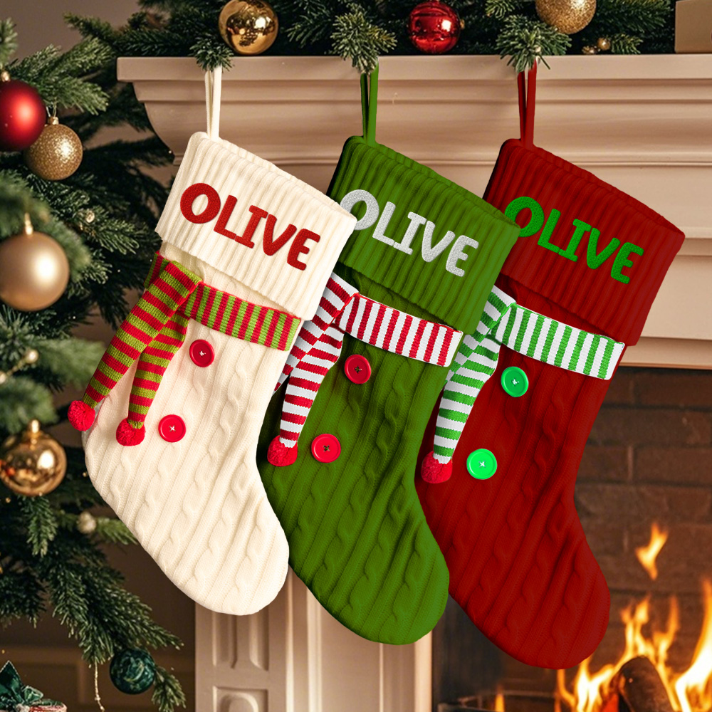 Personalized Christmas Scarve Stocking with Name Embroidery Christmas Stockings Gift for Family-Blongser
