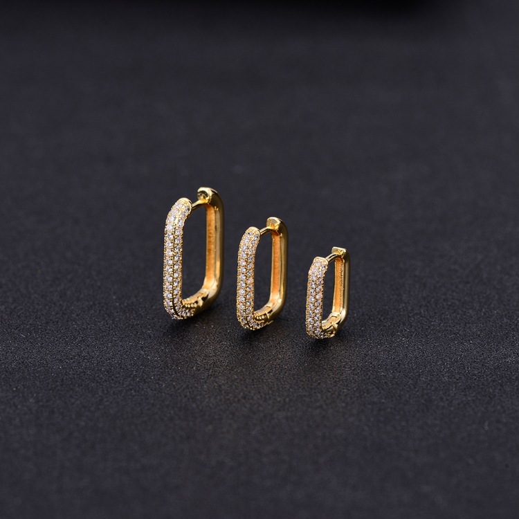 Geometric Rectangle Earrings Zircon Ear Buckle-Blongser