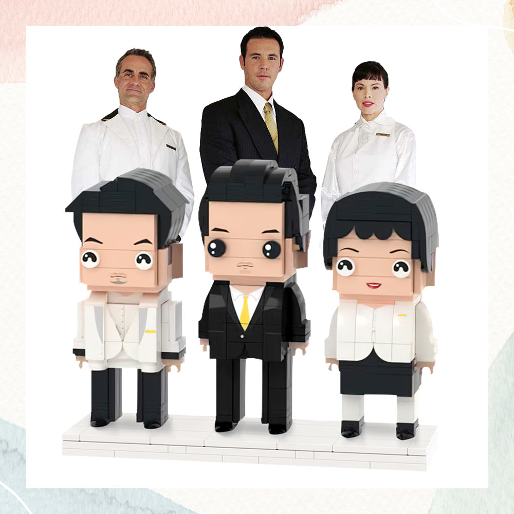 Gifts for Colleagues Full Body Customizable 3 People Custom Brick Figures Small Particle Block-Blongser