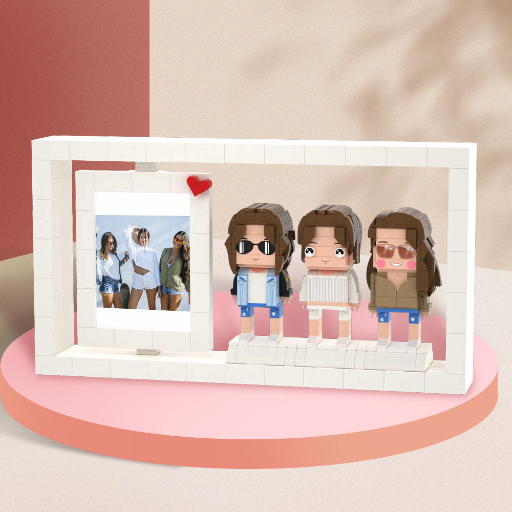 Gifts for Girlfriends Full Body Customizable 3 People Custom Brick Figures Photo Frame Small Particle Block-Blongser