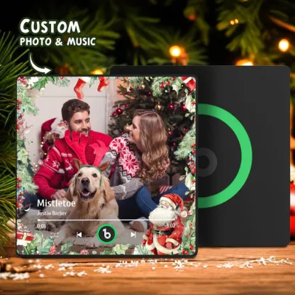 FridgeBeats Framed Custom Family Photo Music Fridge Magnet Christmas Gifts for Family Personalized Music Magnets Can Play Songs-Blongser