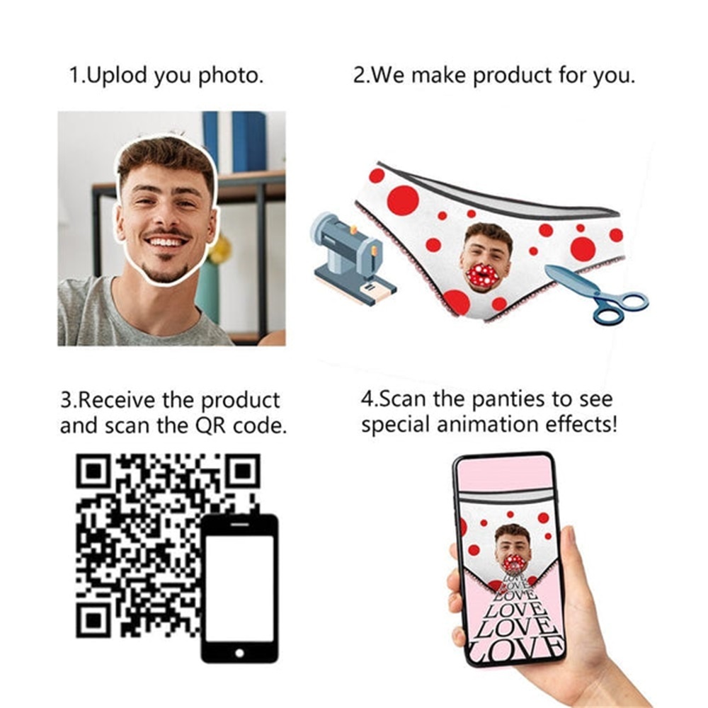 Custom Face Women's Panties Personalized Red Lips Briefs-Blongser