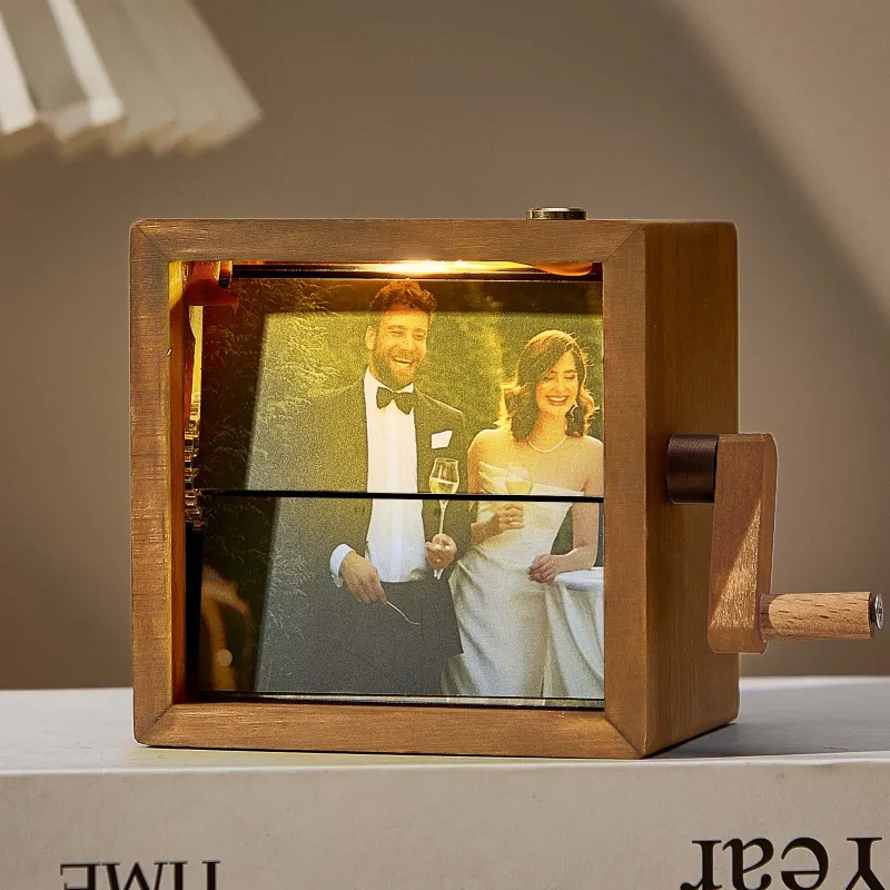 Custom Photo Flipbook Frame Animation Machine Hand-cranked Flipbook Box Photo Album with Light Anniversary Gifts-Blongser