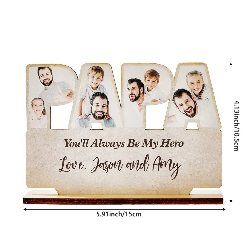 Personalized Papa Wooden Plaque Custom Photo Father's Day Plaque Gift for Papa-Blongser