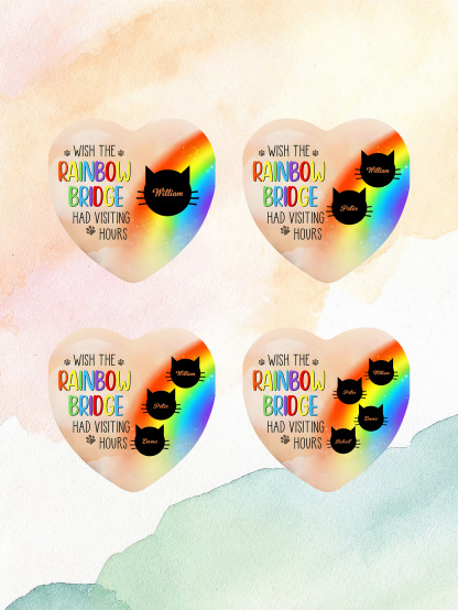 Personalized Heart Cat Ornament Wish The Rainbow Bridge Had Visiting Hours Ornament for Cat Memorial Gift-Blongser