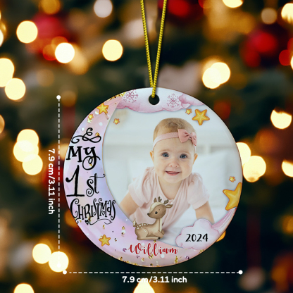 Personalized First Christmas Ornament with Photo Animal Christmas Ornament Gift for Baby-Blongser