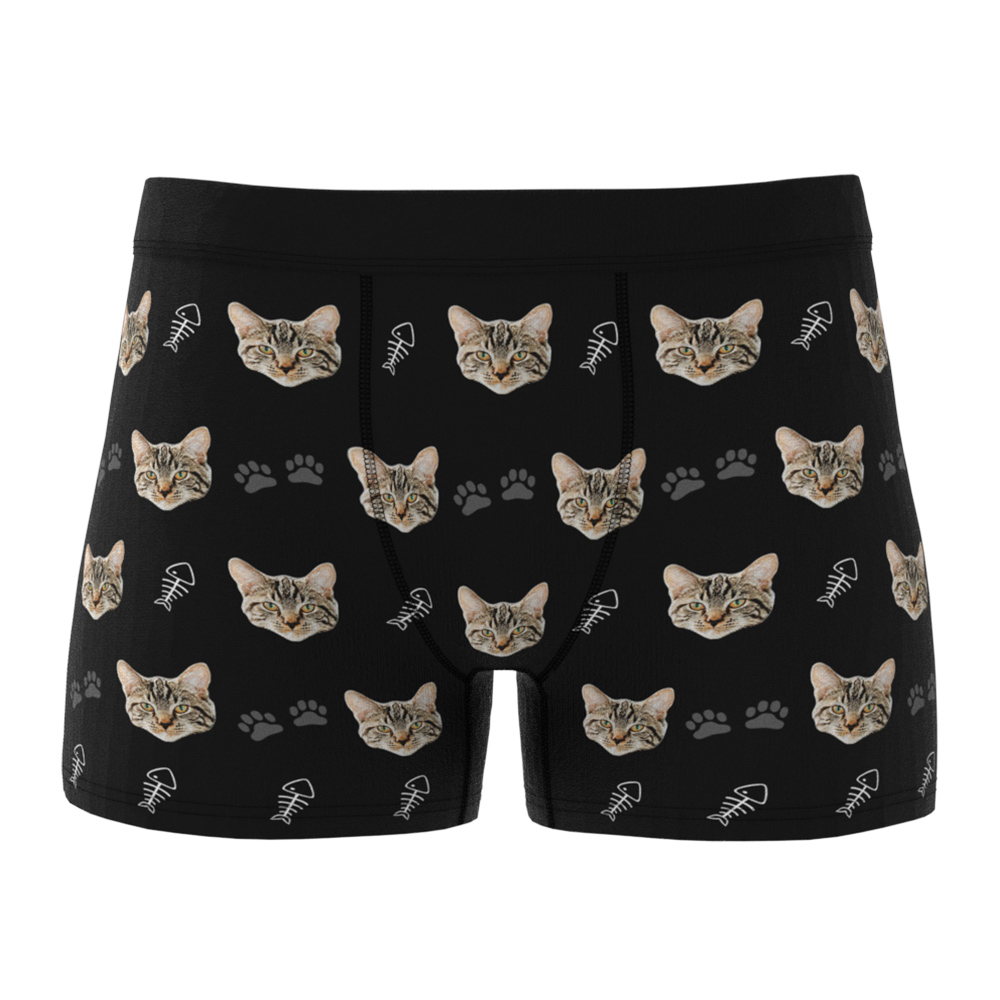 Custom Cat Face Boxer Shorts Men's Boxer Briefs-Blongser