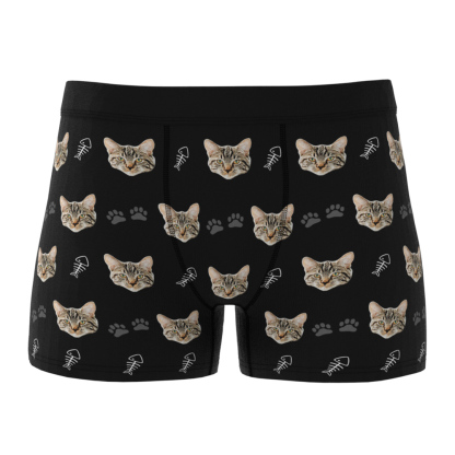 Custom Cat Face Boxer Shorts Men's Boxer Briefs-Blongser