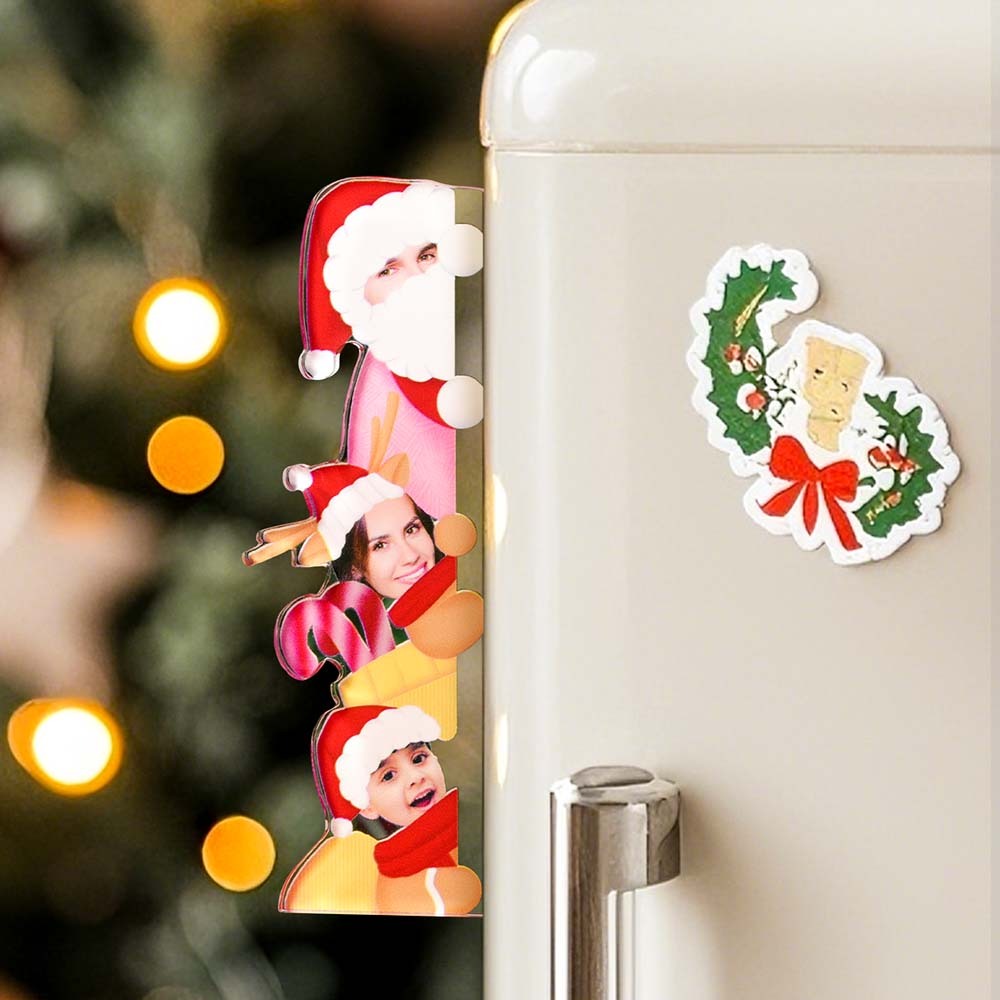 Personalized Photo Christmas Refrigerator Magnets Holiday Christmas Decorations Gifts-Blongser