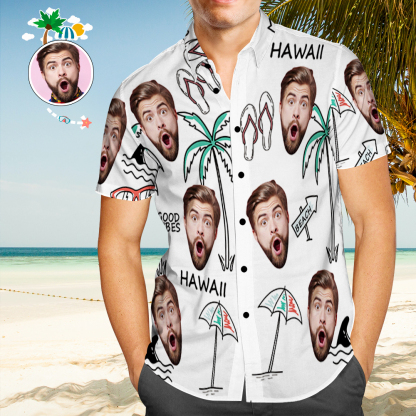 Custom Face Beach Shirts Personalized Summer Holiday Short Sleeve Hawaiian Shirt-Blongser