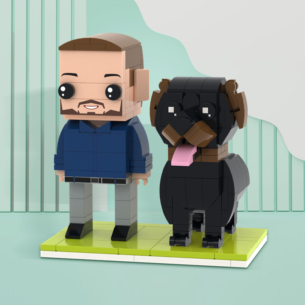 Full Body Customizable Brick Figures Persaonalized Brick Figures with Dog Small Particle Block Toy-Blongser