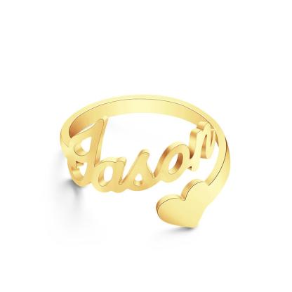 Custom Name Ring Heart Open Adjustable Rings-Blongser
