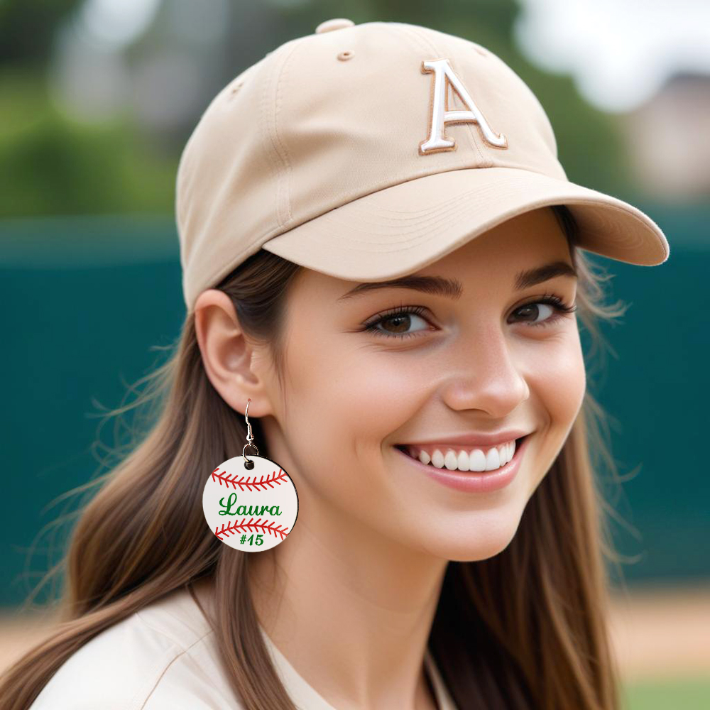 Personalized Baseball Softball Wooden Earrings Birthday Anniversary Gift for Sports Lover-Blongser