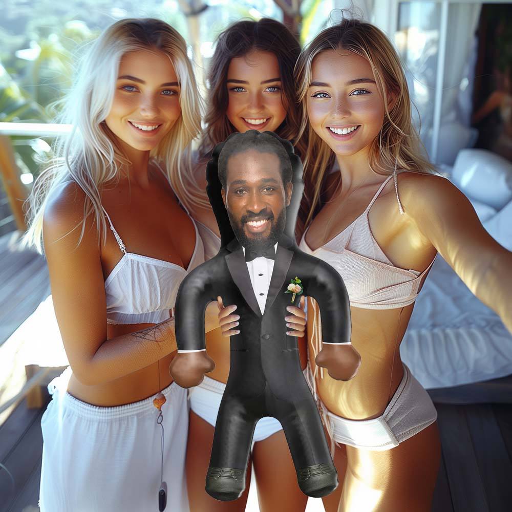 Custom Groom Blow Up Doll Hilarious Bachelorette Party Prop Inflatable Groom Hen Party Gag Gift for Bride Grooms Face Doll Inflatable Doll-Blongser