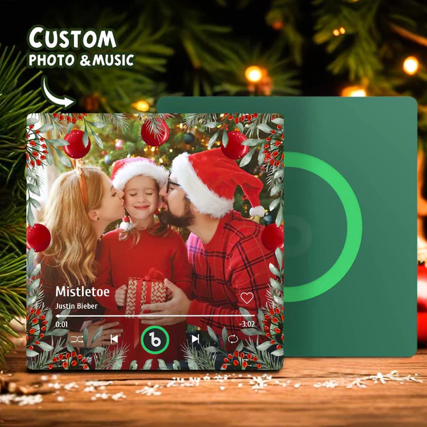FridgeBeats Frameless Personalized Family Photo Music Fridge Magnet Christmas Gifts for Family Custom Music Magnets Can Play Songs-Blongser