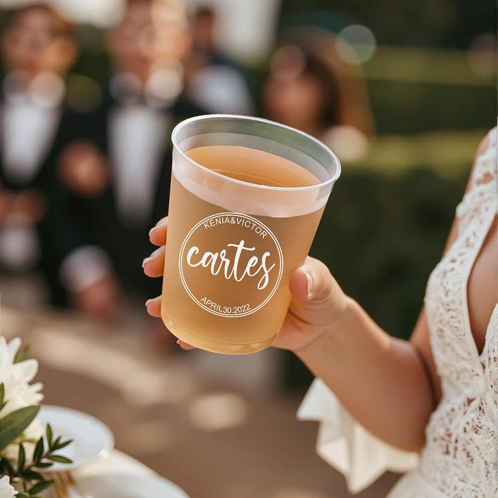 Personalized Disposable Plastic Cups with 12oz or 16oz for Bridal Shower Wedding Party Supplies-Blongser