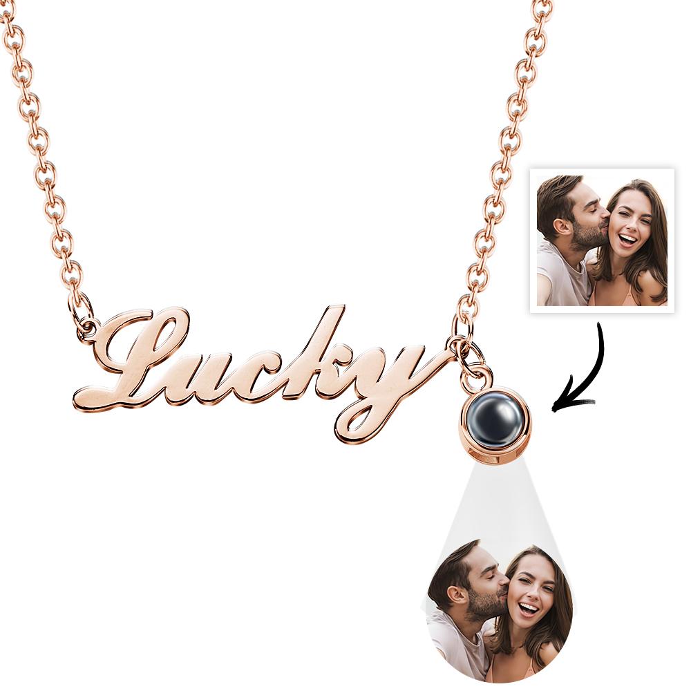 Custom Signature Lucky Name And Picture Projection Necklace Great Gift-Blongser