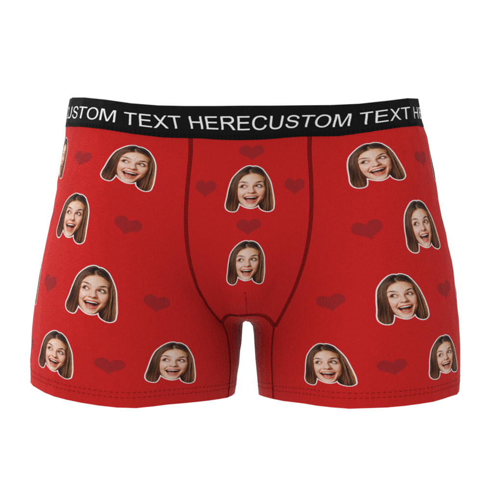 Custom Heart Face Boxer Briefs Men's Underwear-Blongser
