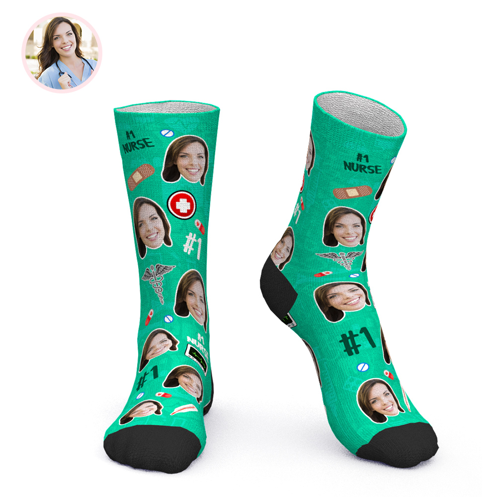 Custom Face Socks Personalized Novelty Nurse Socks-Blongser