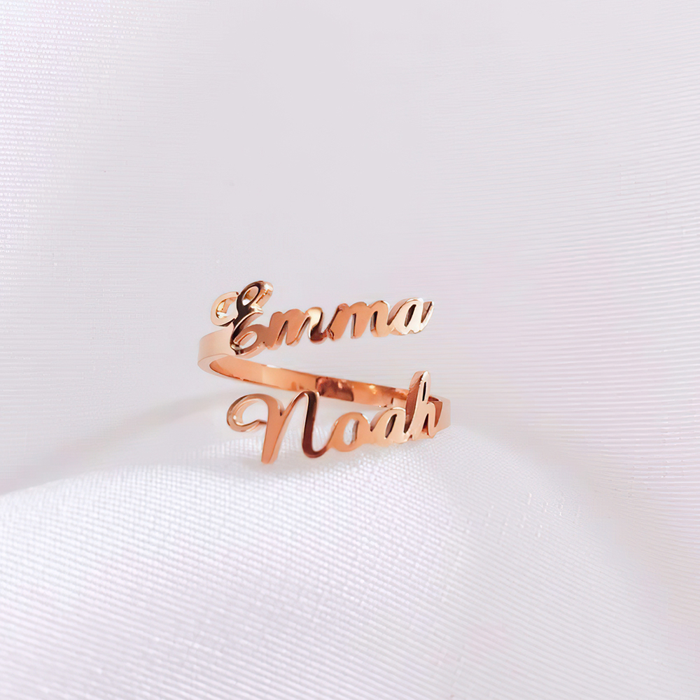 Personalized Two Names Ring Double Name Open Ring S925 Silver-Blongser