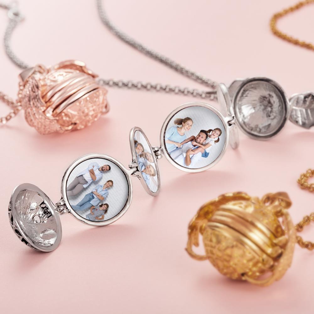 Personalized Angel Wings Expanding Photo Ball Locket Necklace-Blongser