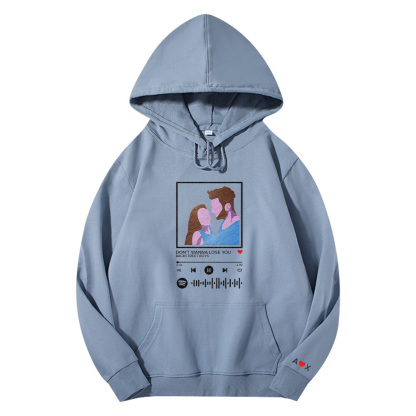 Custom embroidered pattern audio track hoodie comfortable fit trendy fashion for music lover-Blongser