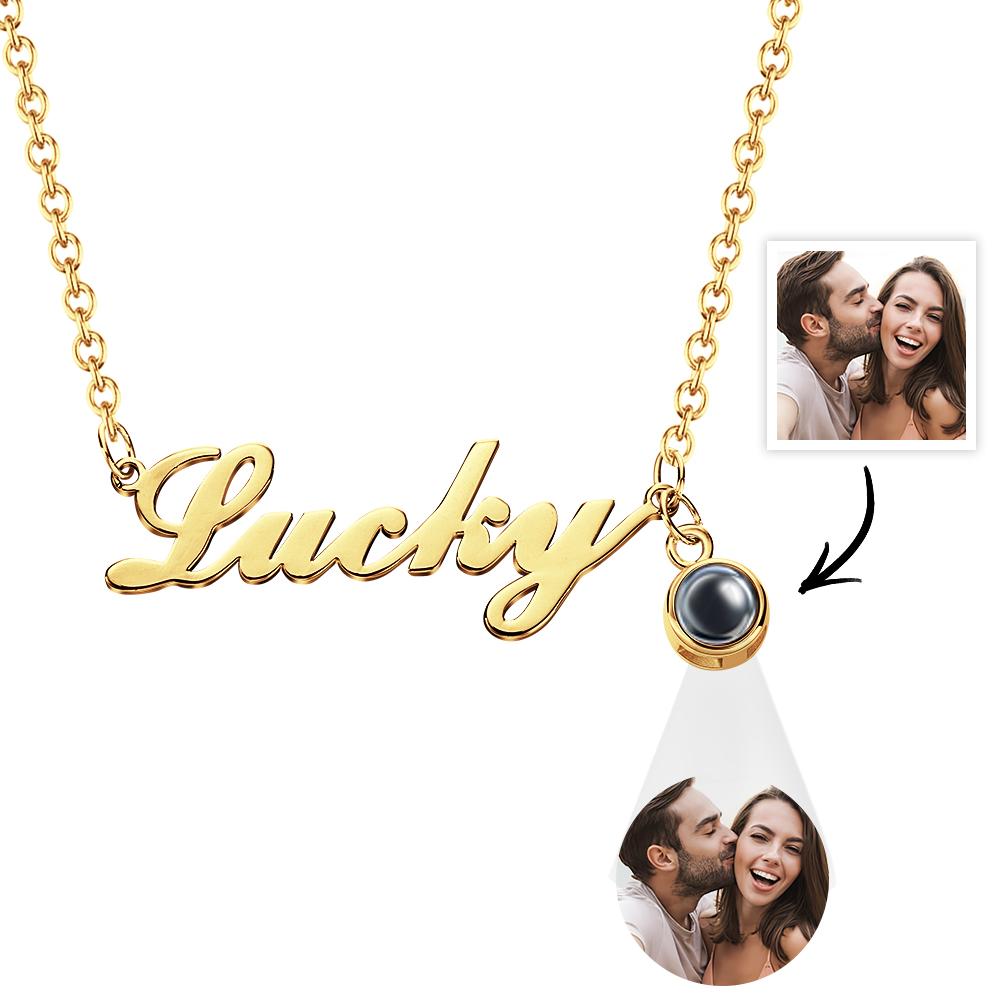 Custom Signature Lucky Name And Picture Projection Necklace Great Gift-Blongser