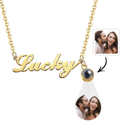 Custom Signature Lucky Name And Picture Projection Necklace Great Gift-Blongser