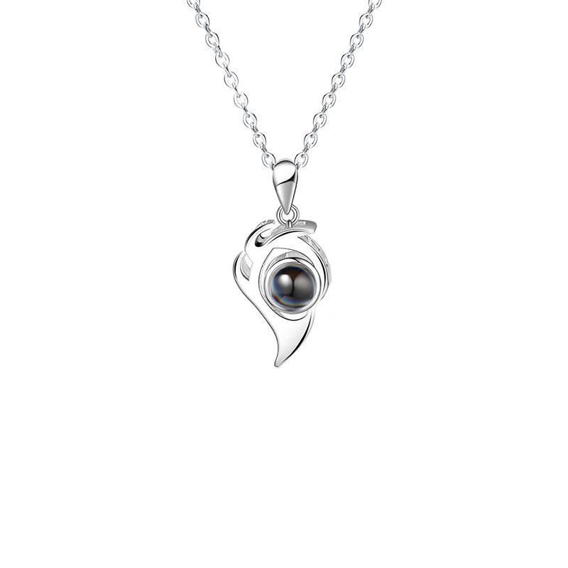 Custom Heart Couple Projection Necklace Magnetic Pendant S925 Silver-Blongser
