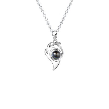 Custom Heart Couple Projection Necklace Magnetic Pendant S925 Silver-Blongser