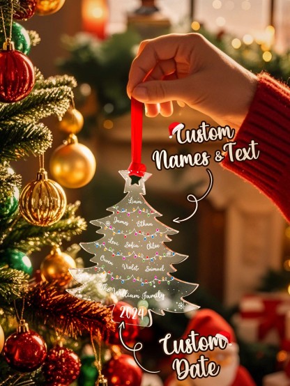 Personalized Christmas Tree Ornament with Family Names Acrylic Ornament for Christmas Gifts-Blongser